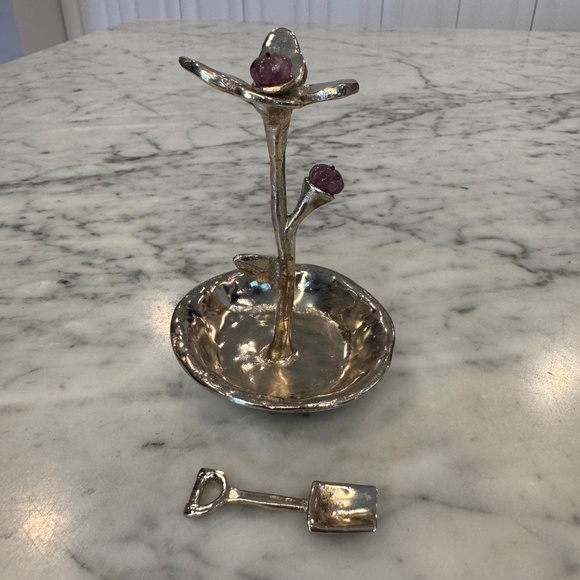 Michael Aram Fantasy Bloom Amethyst & nickel Salt Dish with Shovel Spoon. NIB. - Picture 6 of 13